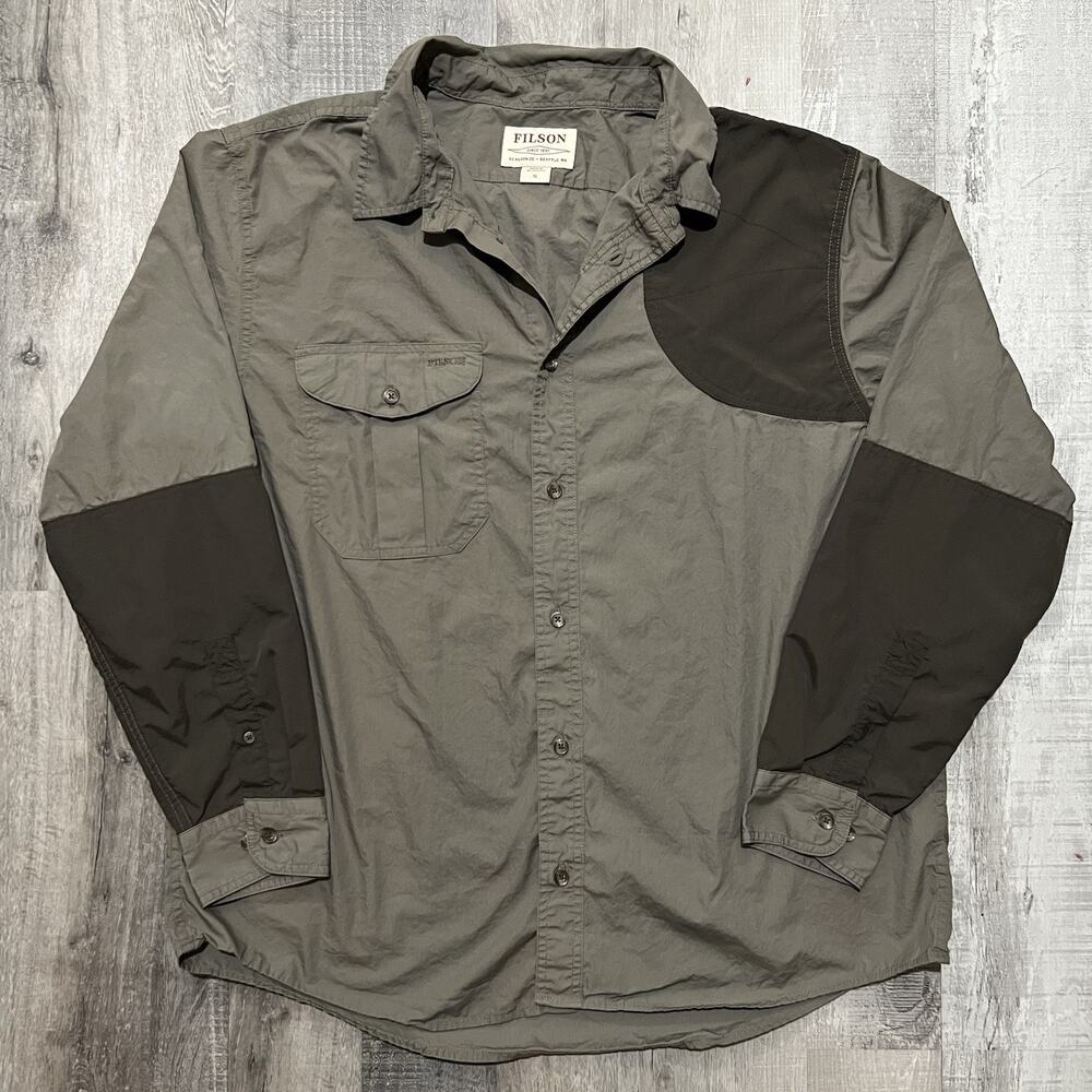 Filson Men's Left Lightweight Shooting Shirt Grey Brown Padded Outdoor Men's XL